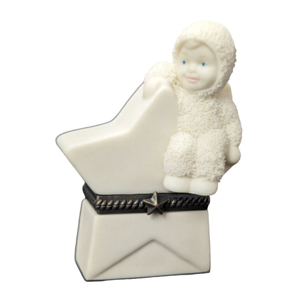 Dept 56 Snowbabies Star Trinket Hinged Box Super Star #69029 White 2.5in